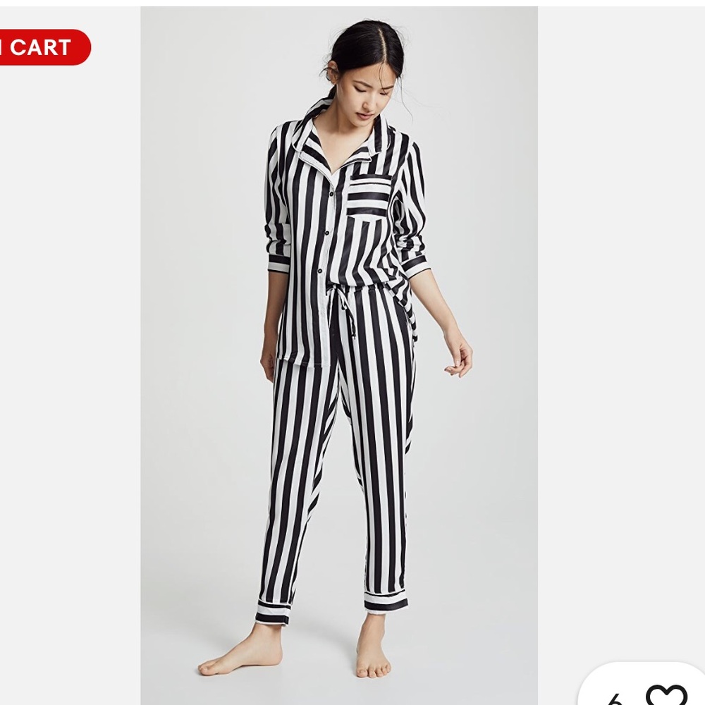 Plush Black and White Striped Pajama Set